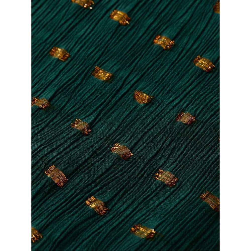 Scotch & Soda Long Sleeved Lurex Jacquard Ruffle Green Dress size M NWT$248 - Picture 5 of 9